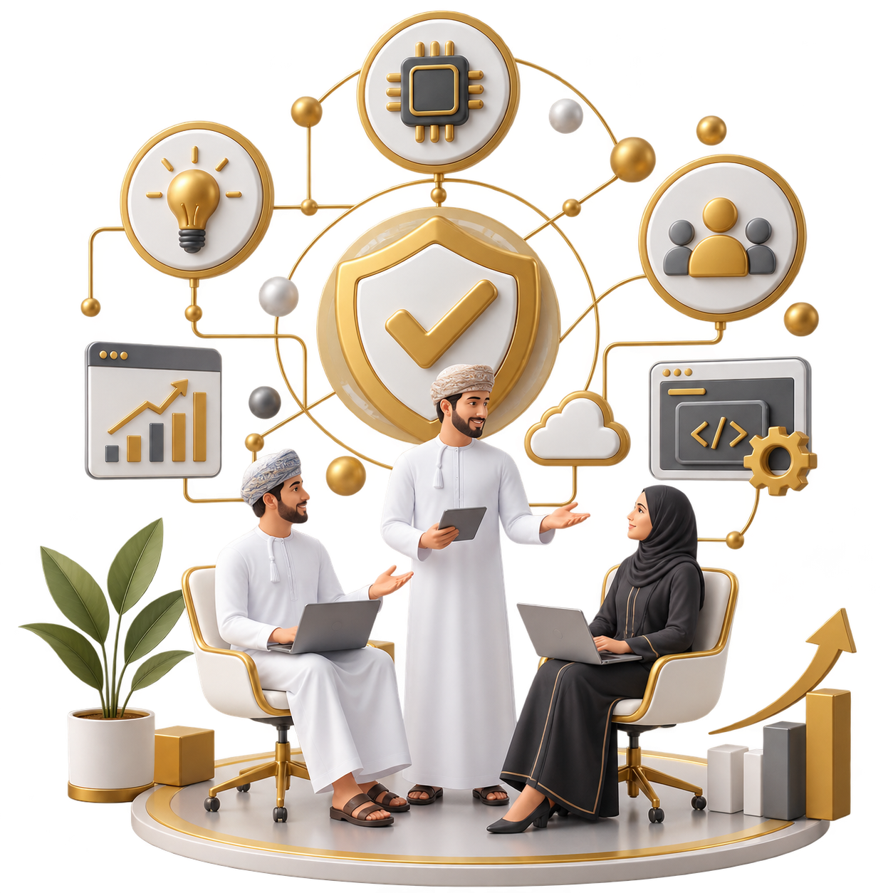 Illustration showing why clients choose Golden Logic